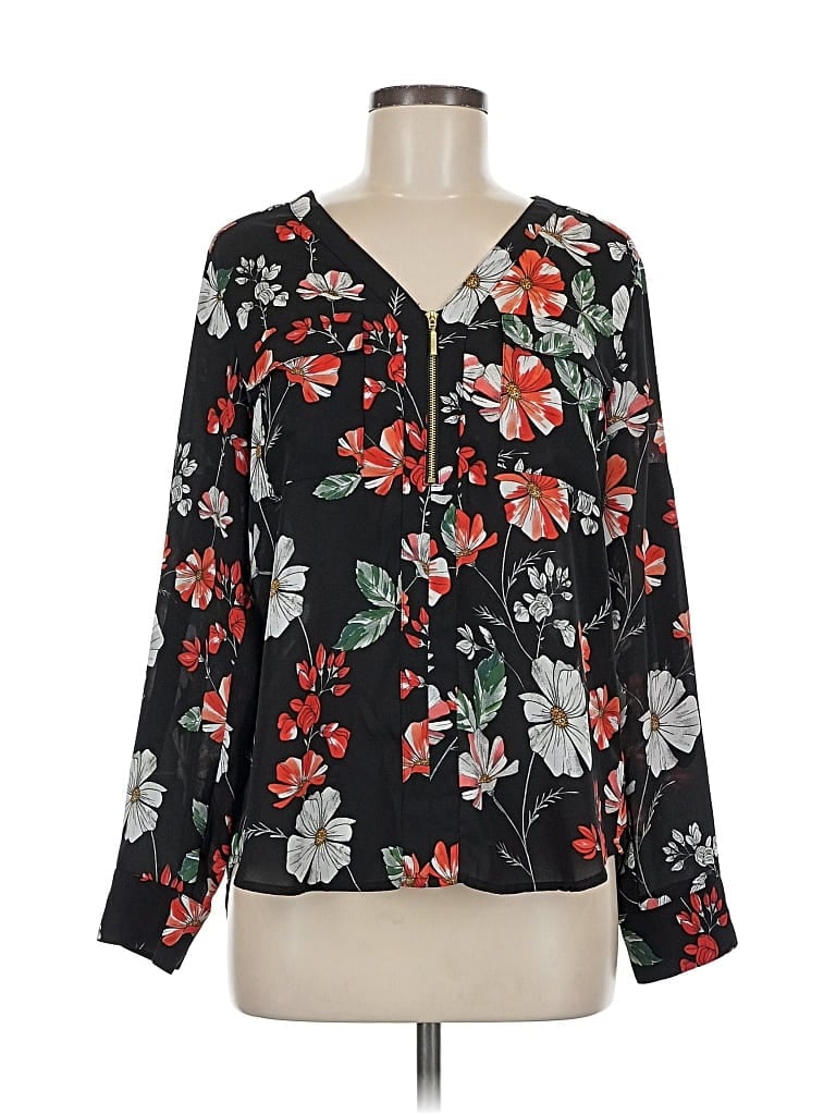 Pre-owned Express Long Sleeve Blouse In Black