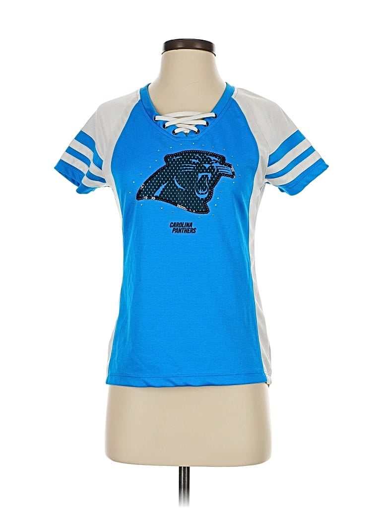 Pre-owned Majestic Short Sleeve Top Blue Keyhole Neckline Tops