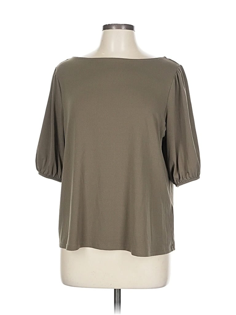 Pre-owned H&m 3/4 Sleeve Top Gray Boatneck Tops