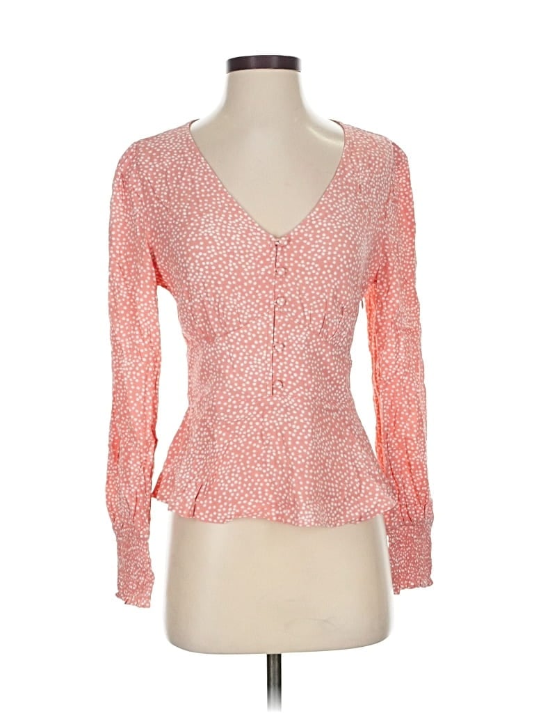 Pre-owned Ann Taylor Loft Long Sleeve Blouse In Orange