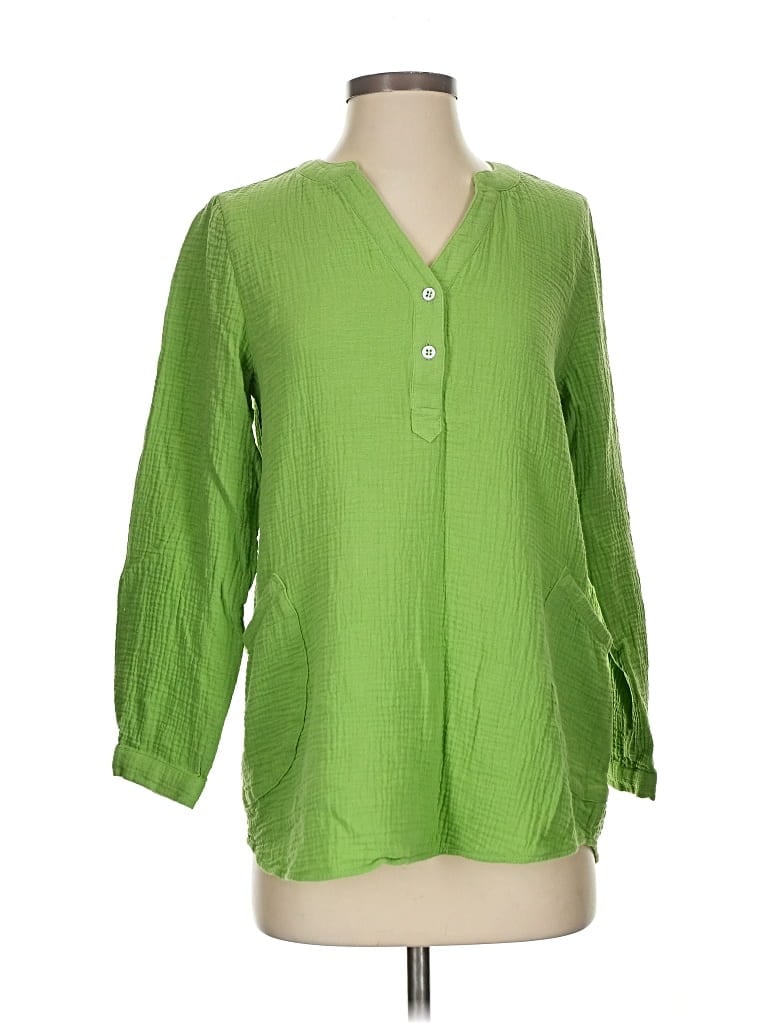 Pre-owned Soft Surroundings 3/4 Sleeve Blouse In Green