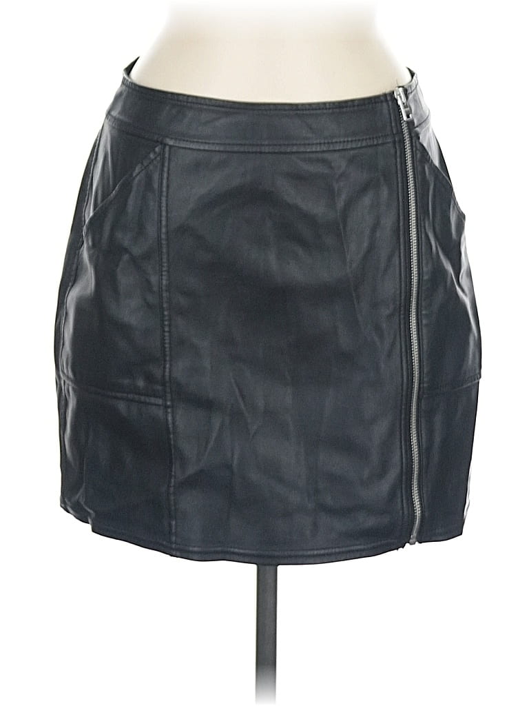 Pre-owned Express Faux Leather Skirt In Black