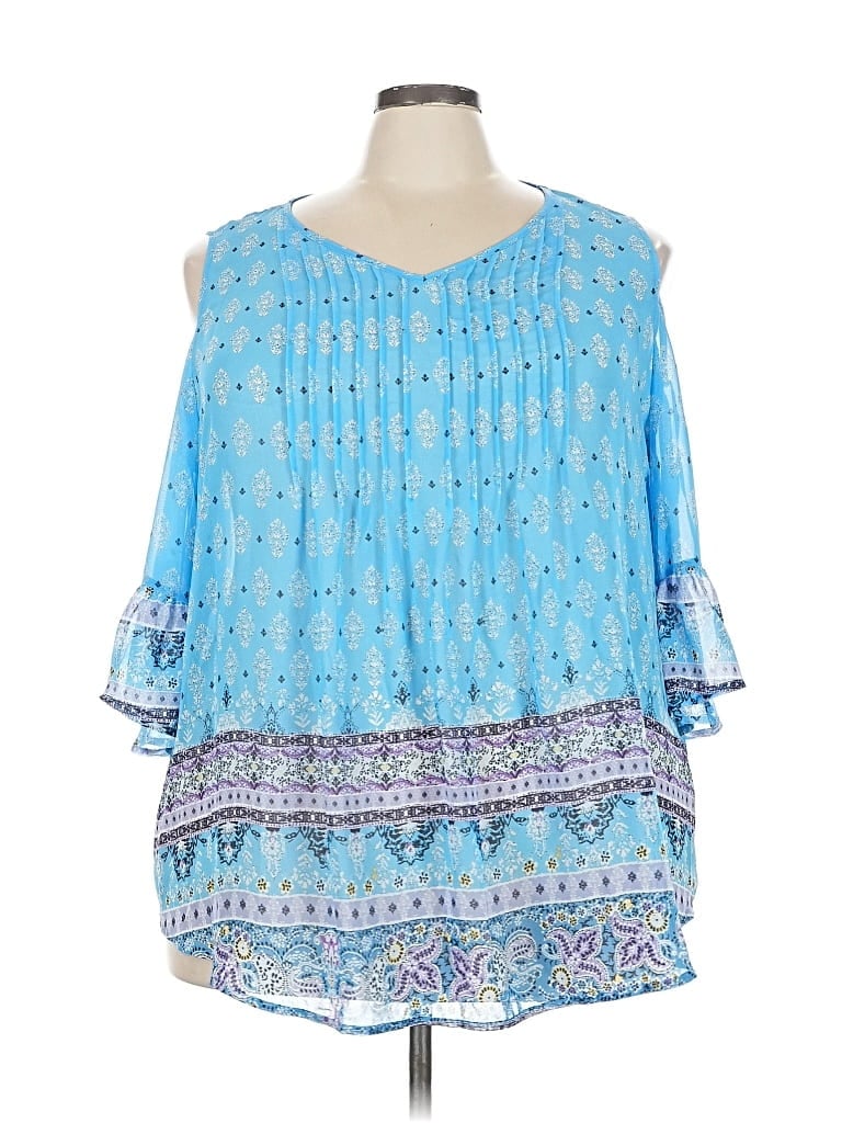 Style & Co 3/4 Sleeve Blouse In Blue