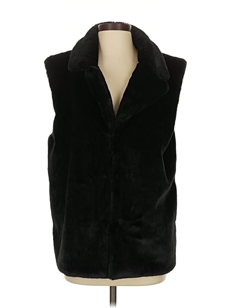 Pre-owned Renvy Faux Fur Vest In Black