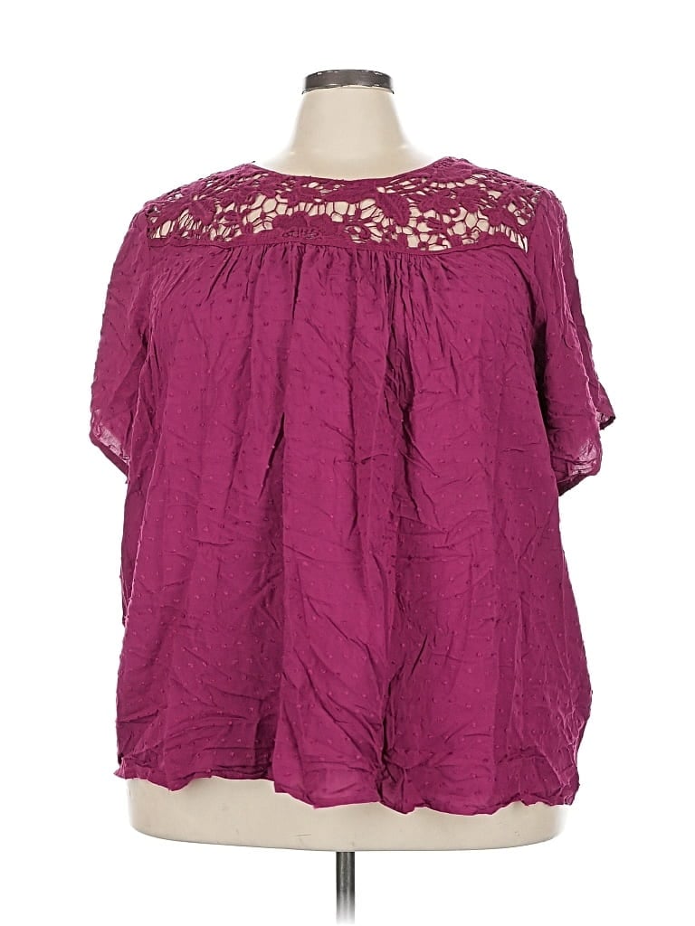 Pre-owned Lane Bryant Short Sleeve Blouse In Purple