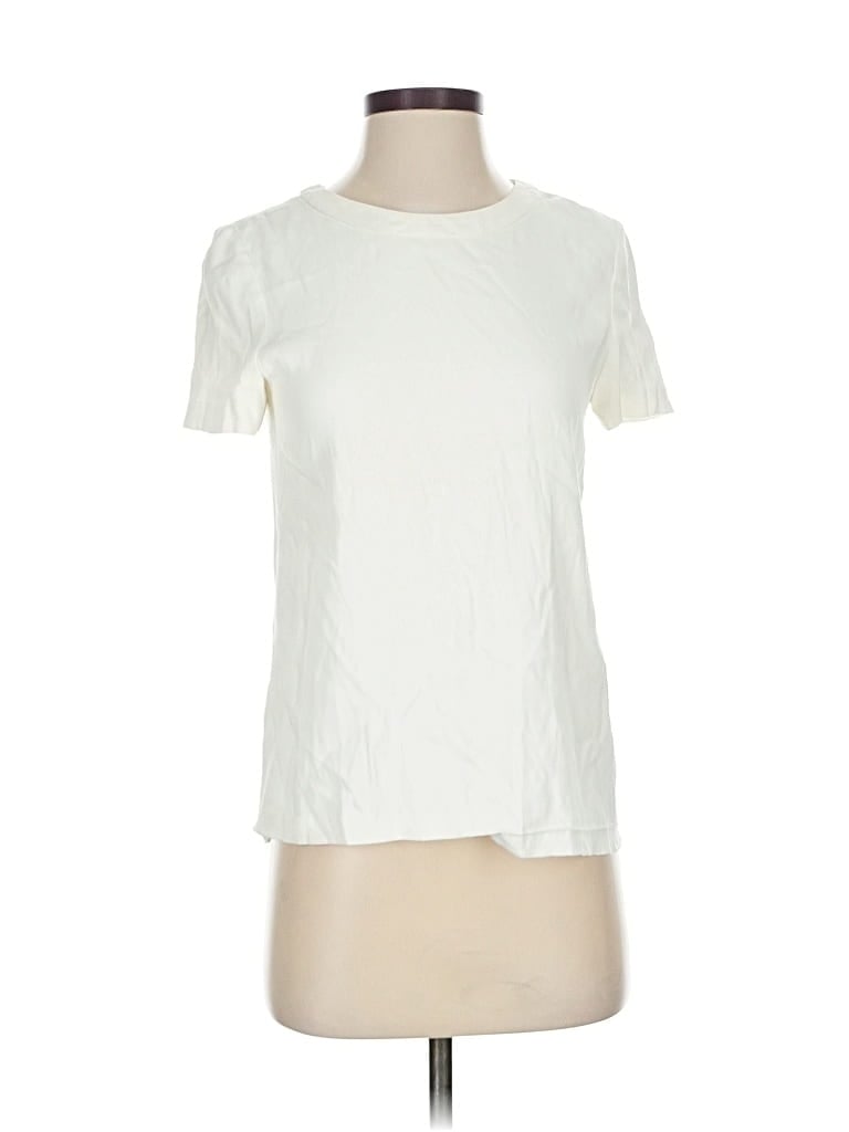 Pre-owned Sandro Short Sleeve Top Ivory Crew Neck Tops In White