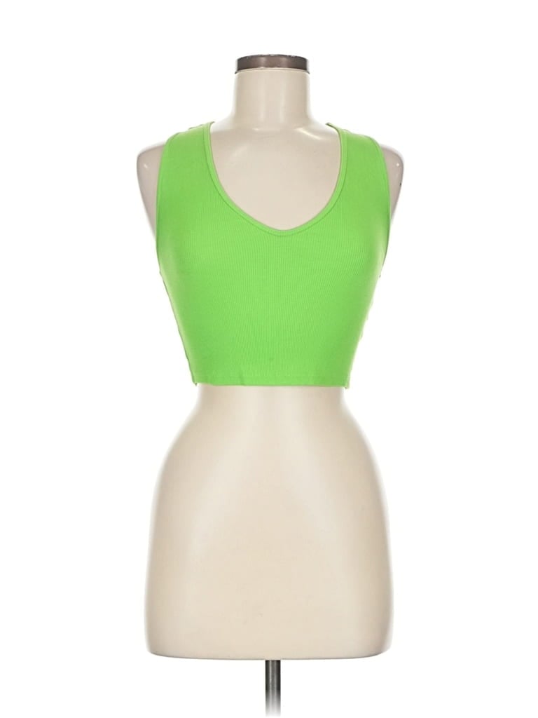 Pre-owned Zara Tank Top Green Halter Neckline Tops