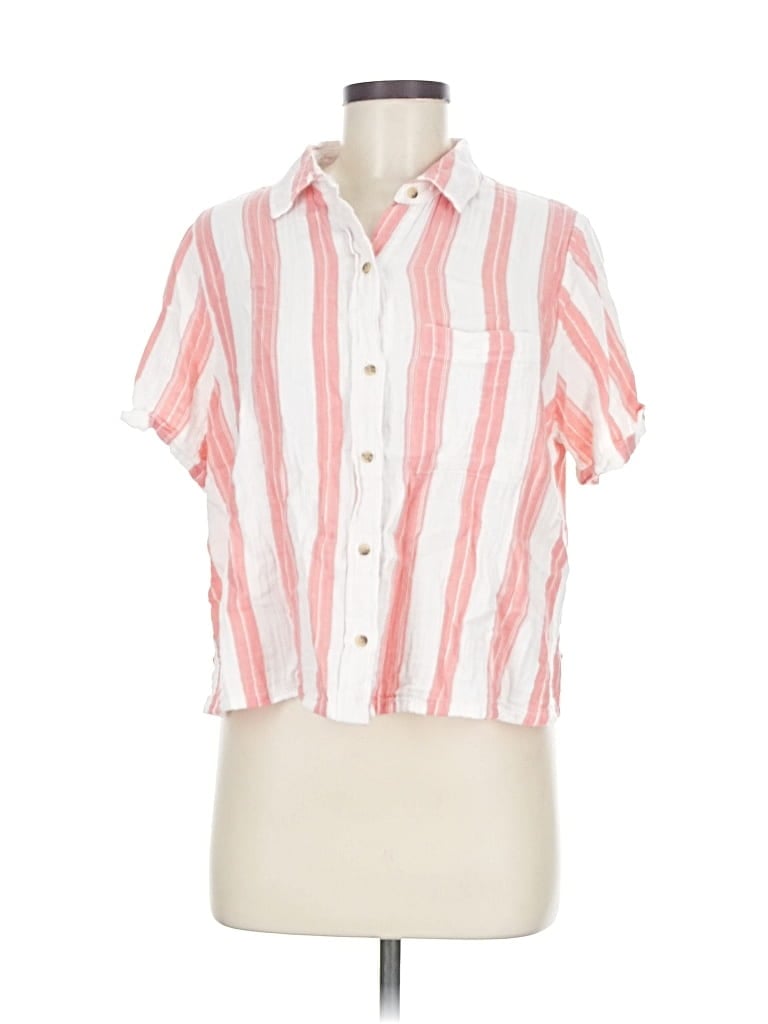 Pre-owned Old Navy Short Sleeve Button Down Shirt In Pink