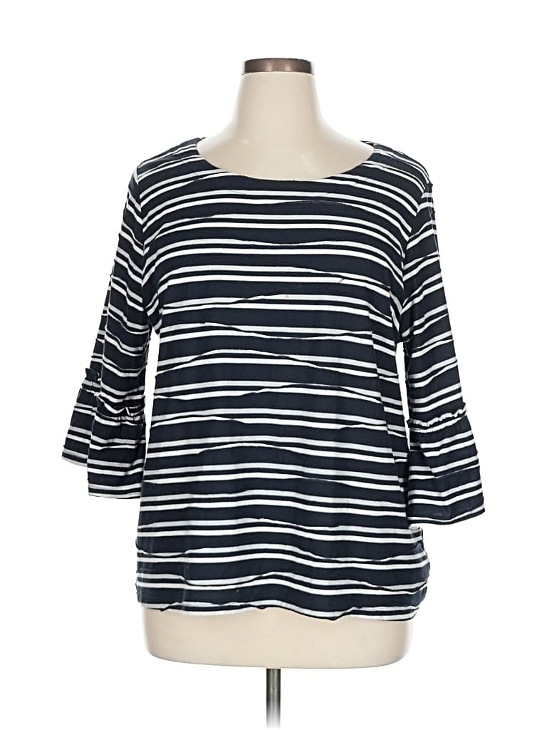 Pre-owned Jones New York Signature 3/4 Sleeve T-shirt In Blue