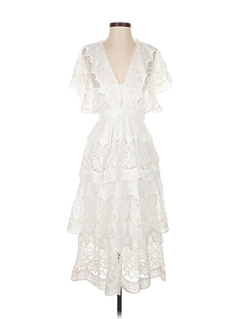 Pre-owned Farm Rio Cocktail Dress In White