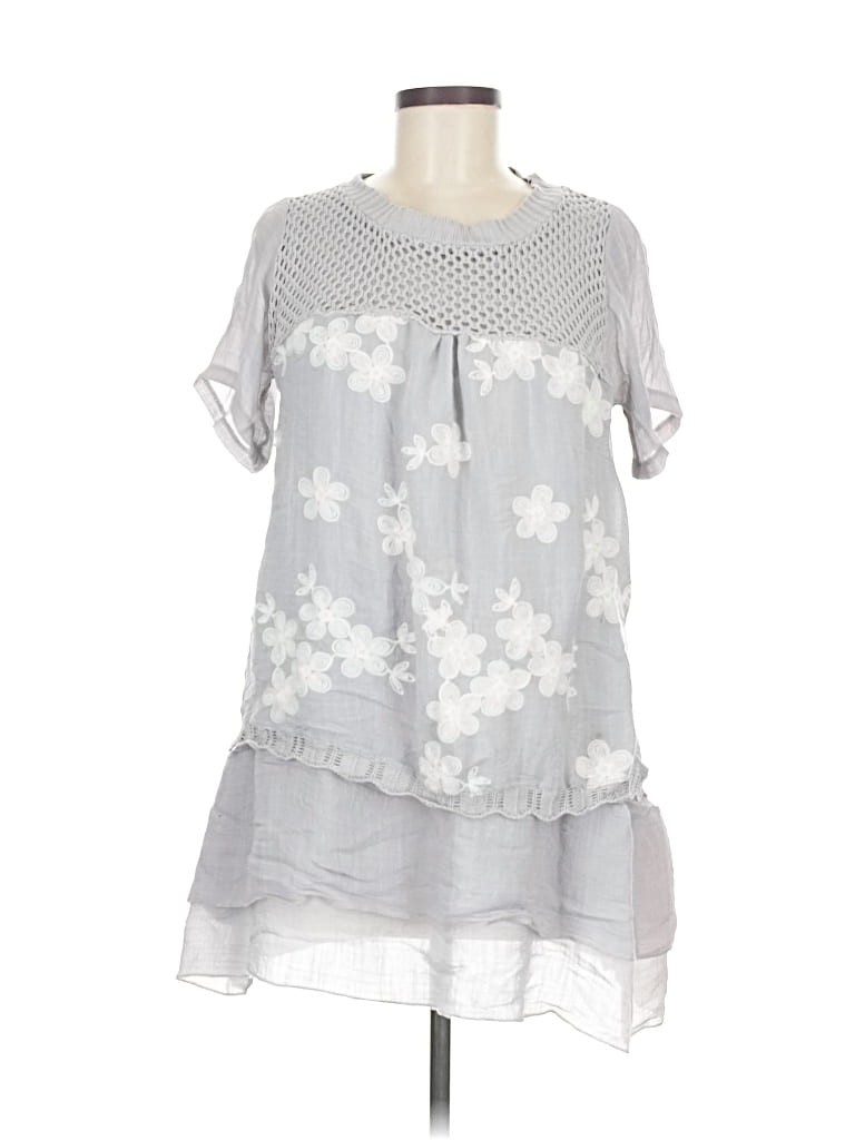 Pre-owned Simply Couture Short Sleeve Blouse In Gray