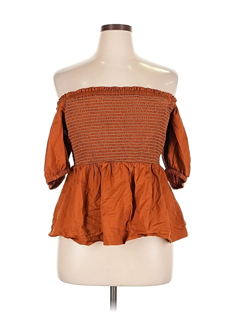 Pre-owned Old Navy 3/4 Sleeve Blouse In Brown