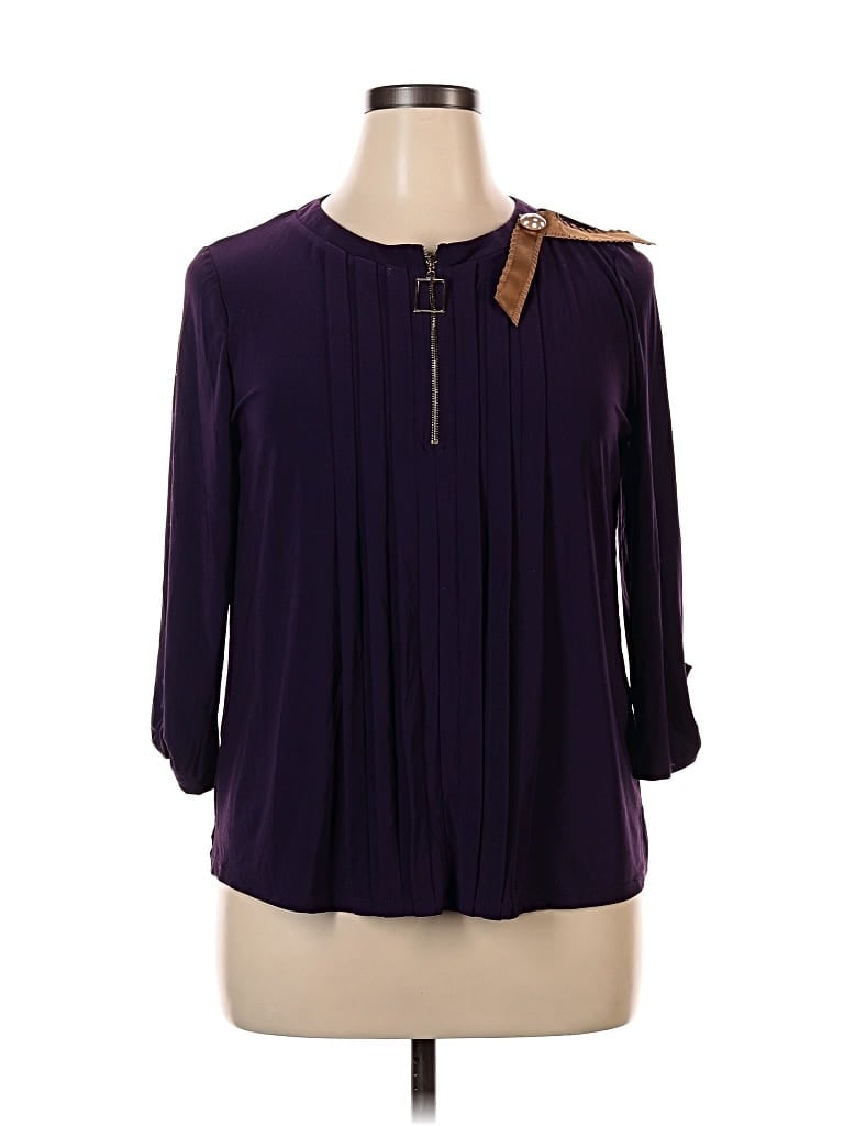 Pre-owned Perseption Concept 3/4 Sleeve Blouse In Purple