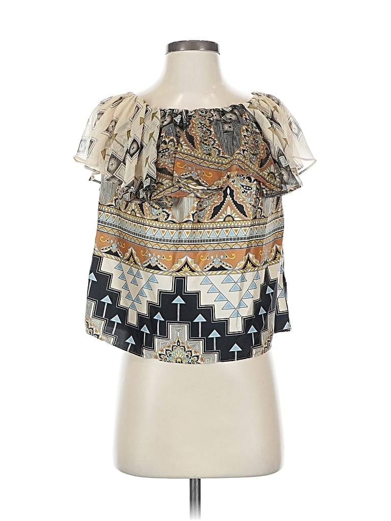 Pre-owned Misa Short Sleeve Blouse In White