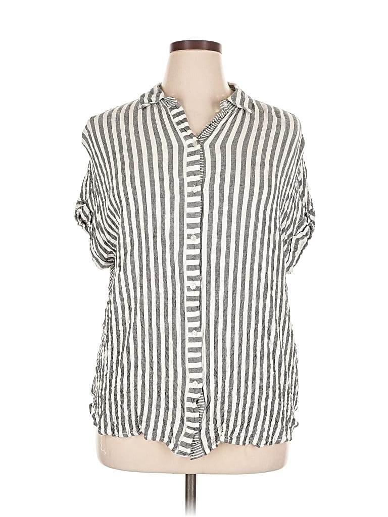 Pre-owned Jane And Delancey 3/4 Sleeve Button Down Shirt In Silver