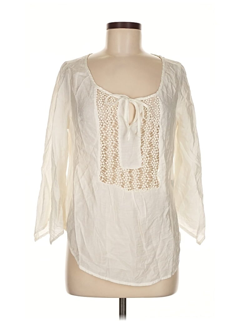 Pre-owned Unique Spectrum 3/4 Sleeve Blouse In White