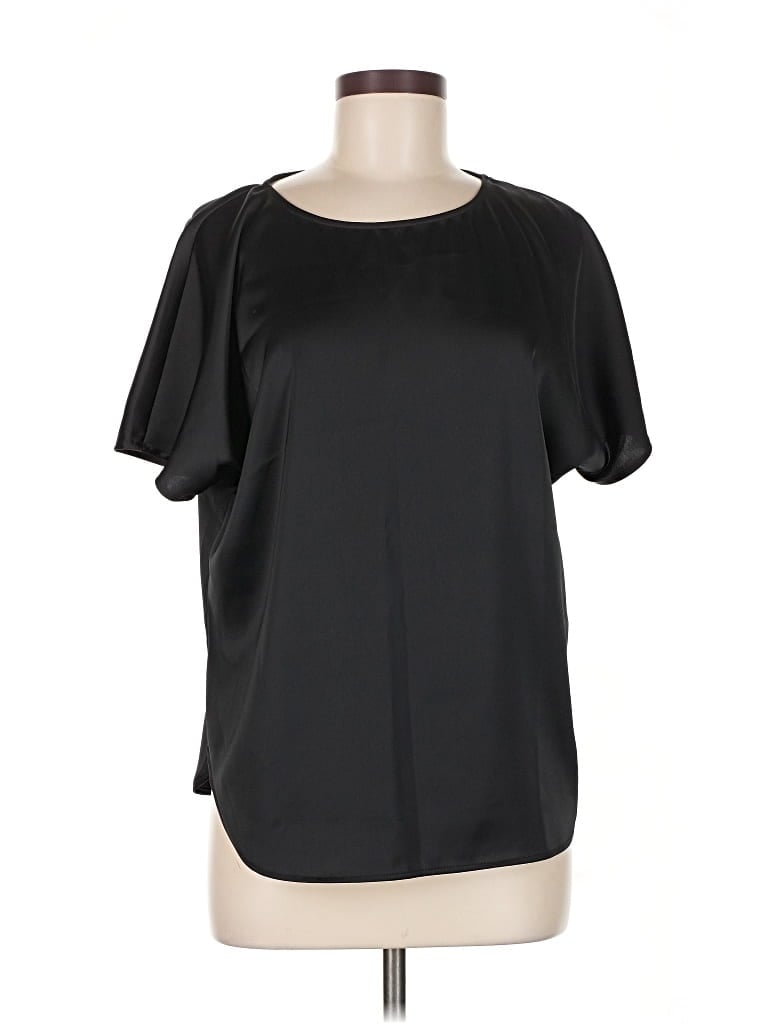 Pre-owned Anne Klein Short Sleeve Blouse In Black