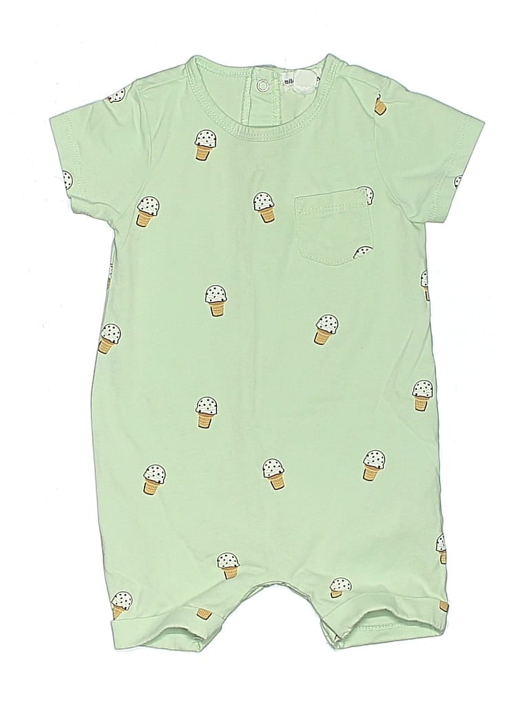 Pre-owned Miles The Label Babies' Short Sleeve Onesie In Green