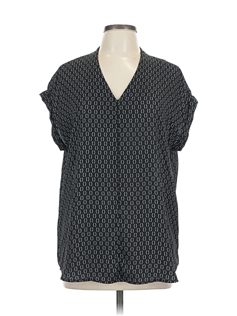 Pre-owned Pleione Short Sleeve Blouse In Black