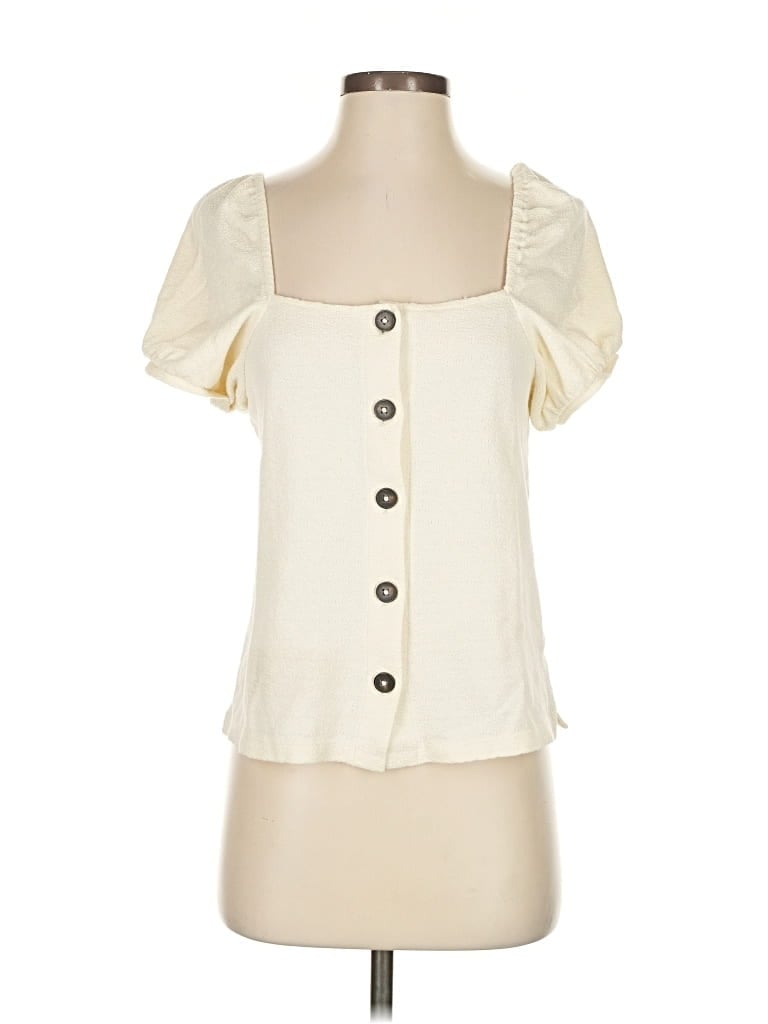 Pre-owned Madewell Short Sleeve Blouse In White