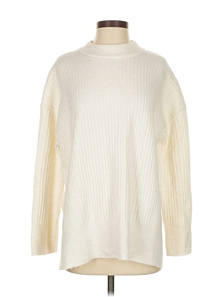 Pre-owned H&m Turtleneck Sweater In White