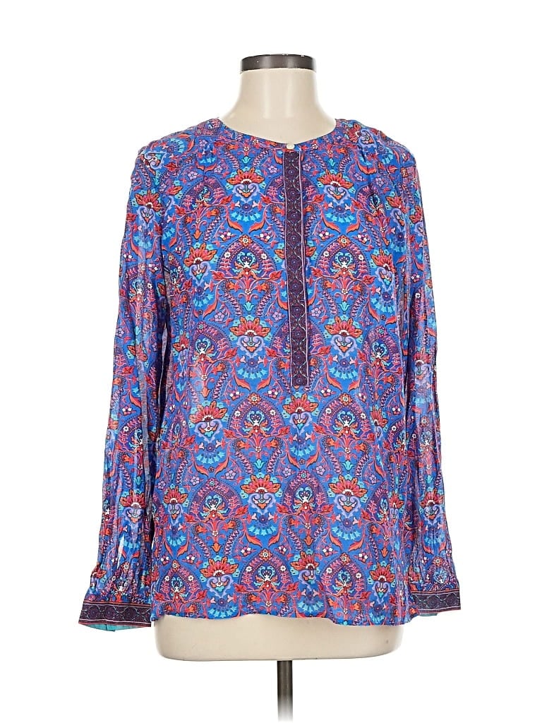Pre-owned Ann Taylor Loft Long Sleeve Blouse In Blue