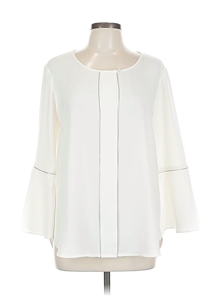 Pre-owned Calvin Klein 3/4 Sleeve Blouse In White