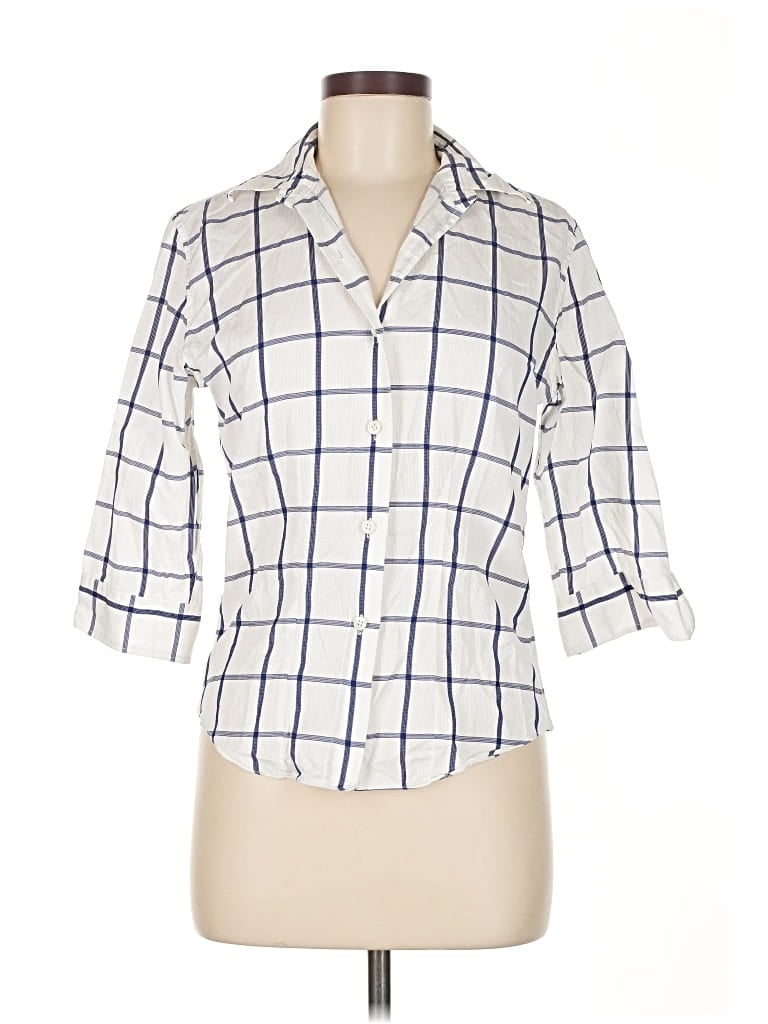 Pre-owned Assorted Brands 3/4 Sleeve Button Down Shirt In White