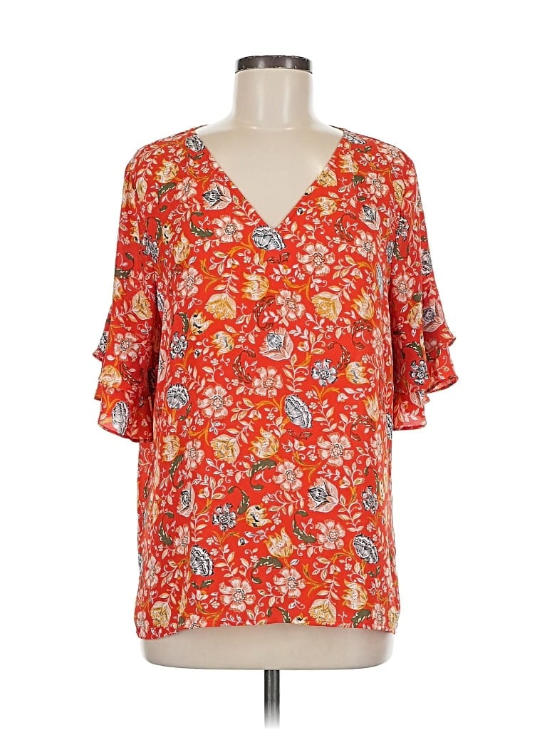 Pre-owned Ann Taylor Loft 3/4 Sleeve Blouse In Orange