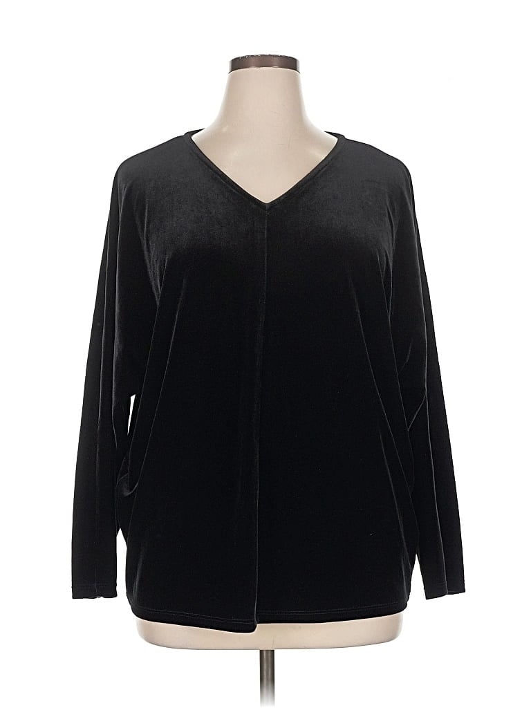 Pre-owned Travelers By Chico's Long Sleeve Blouse In Black