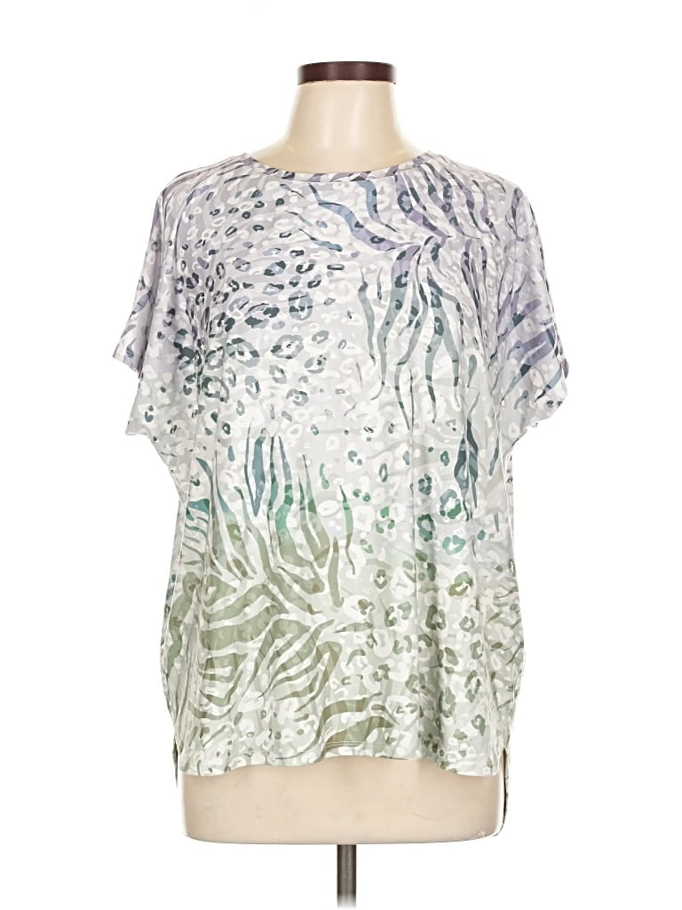 Pre-owned Weekends By Chico's Short Sleeve T-shirt In Silver