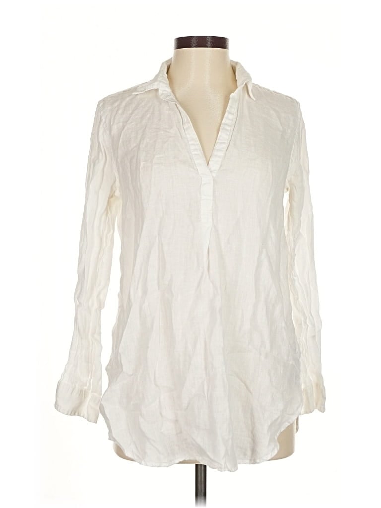 Pre-owned Gap Long Sleeve Blouse In White