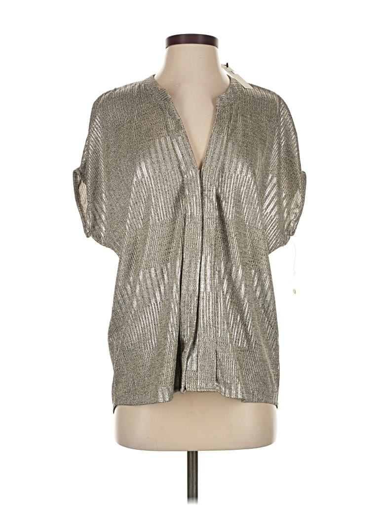Pre-owned Bishop + Young Short Sleeve Blouse In Silver