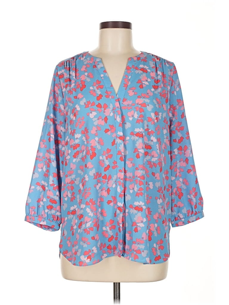 Pre-owned Nydj 3/4 Sleeve Blouse In Blue