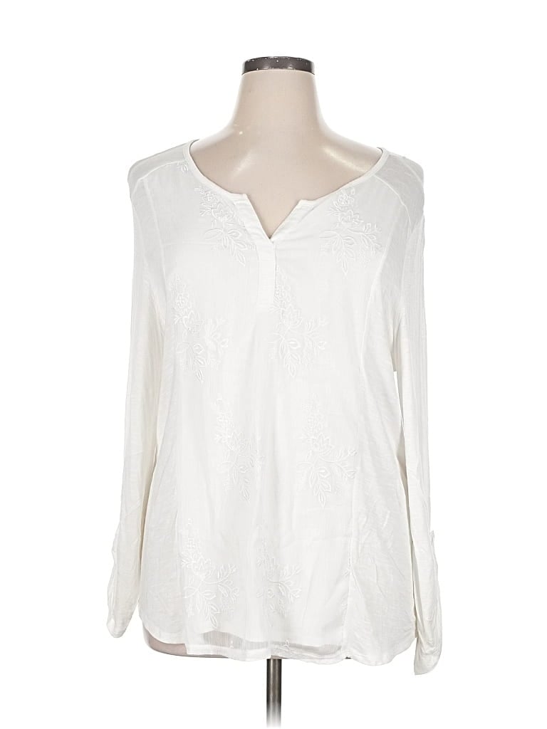 Pre-owned Style & Co Long Sleeve Blouse In White