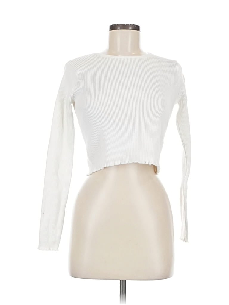 Pre-owned John Galt Long Sleeve Top Ivory Boatneck Tops In White