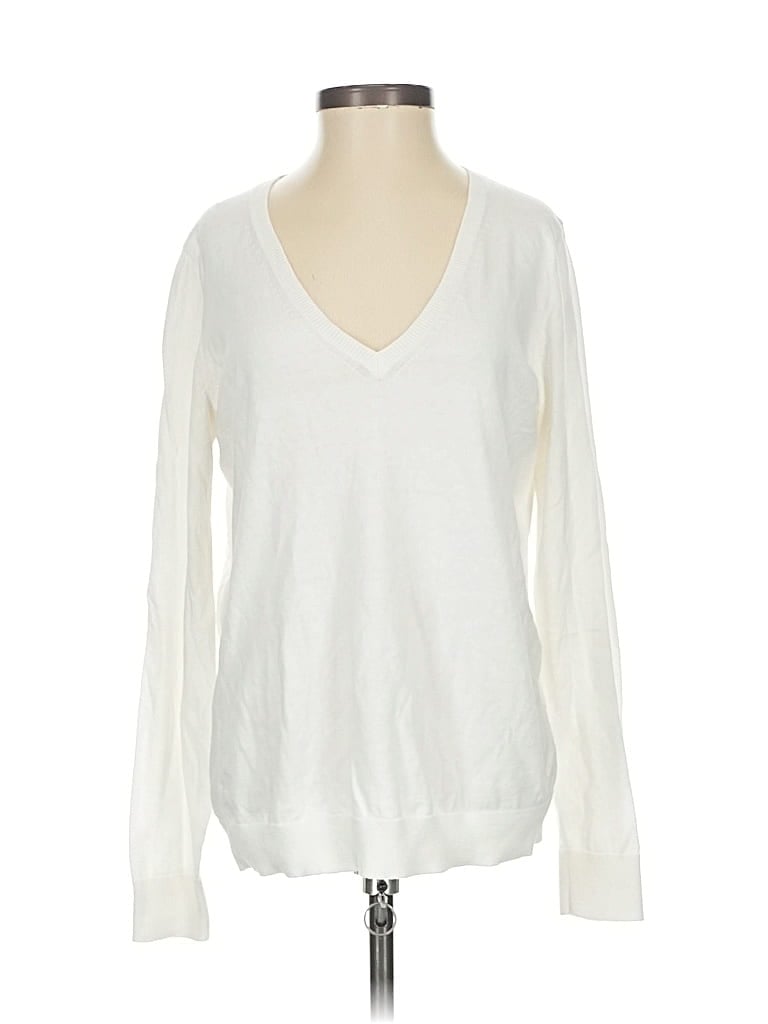 Pre-owned J.crew Factory Store Pullover Sweater In White