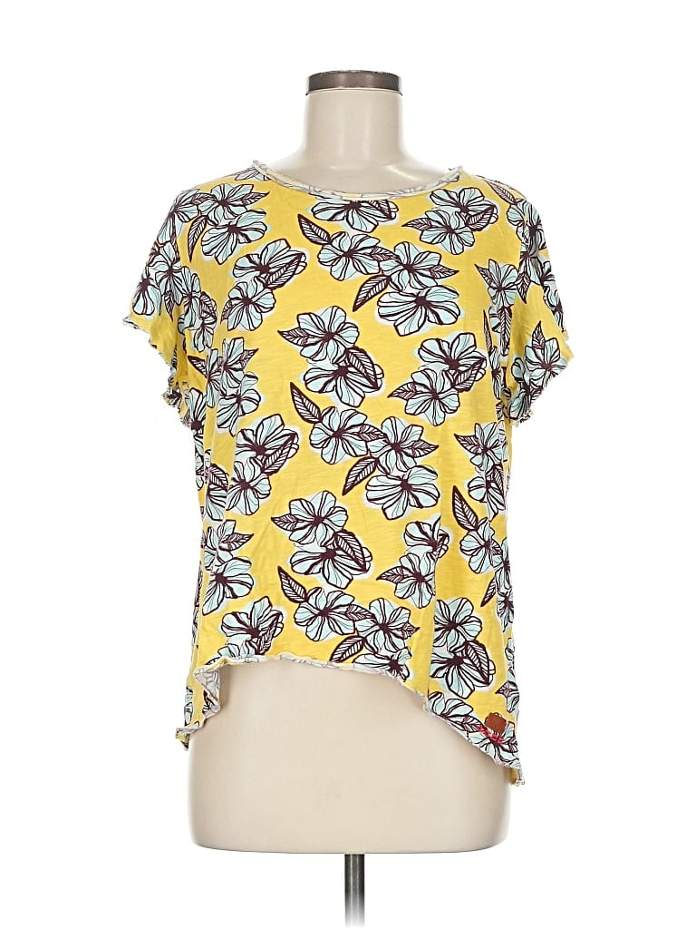 Pre-owned Peace Love World Short Sleeve Blouse In Yellow