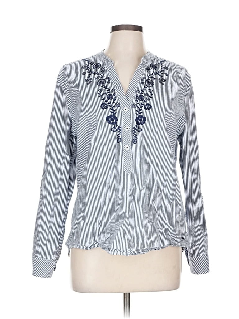 Pre-owned Southern Tide Long Sleeve Blouse In Blue