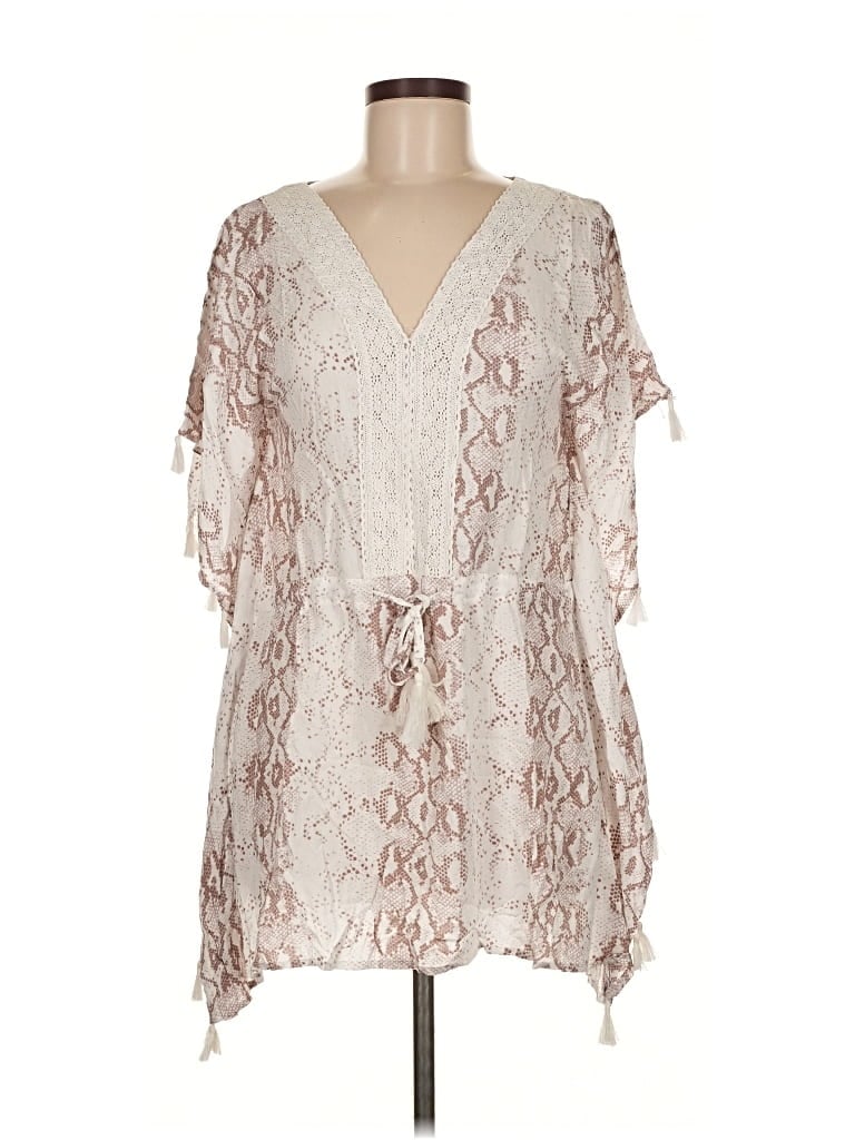 Pre-owned Surf Gypsy 3/4 Sleeve Blouse In White