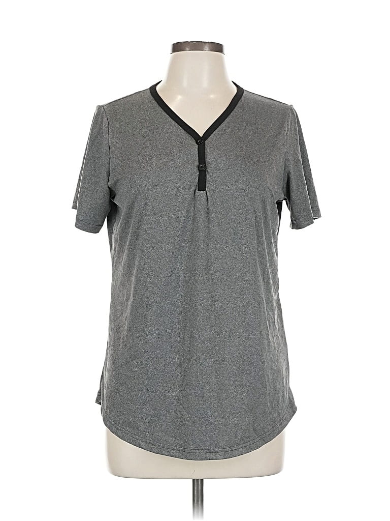 Pre-owned Ekouaer Short Sleeve Henley Shirt In Gray