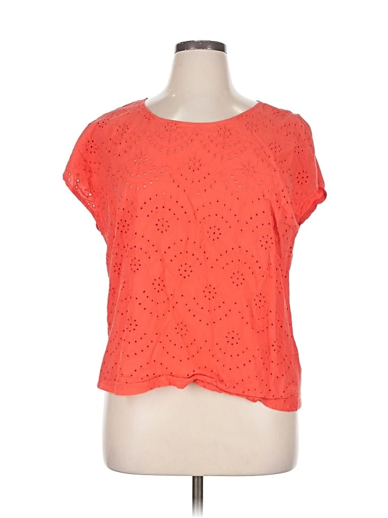 Pre-owned Old Navy Short Sleeve Top Orange Keyhole Neckline Tops