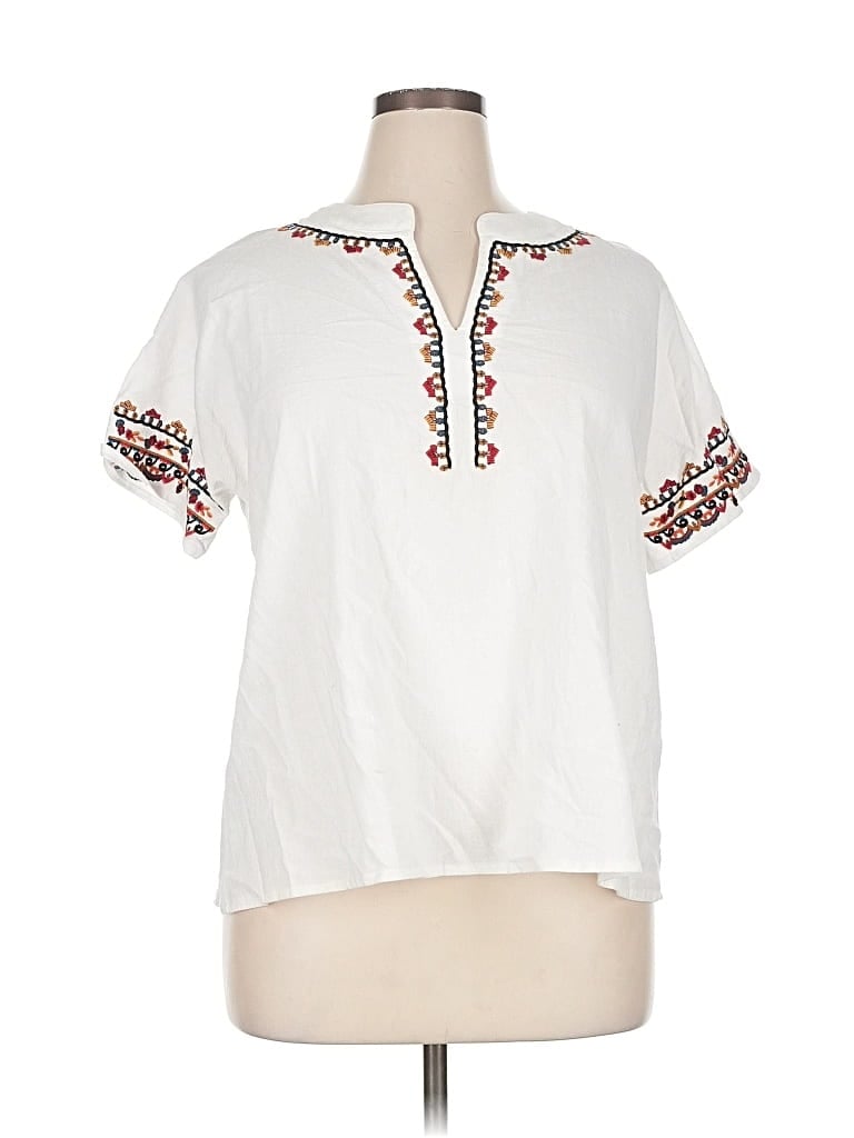 Pre-owned Unbranded Short Sleeve Blouse In White