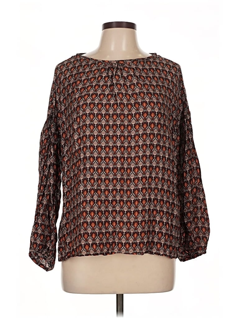 Pre-owned Massimo Dutti 3/4 Sleeve T-shirt In Brown