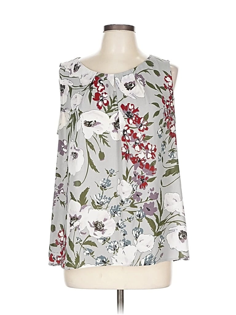 Pre-owned Ann Taylor Loft Outlet Tank Top Silver Cold Shoulder Neckline Tops