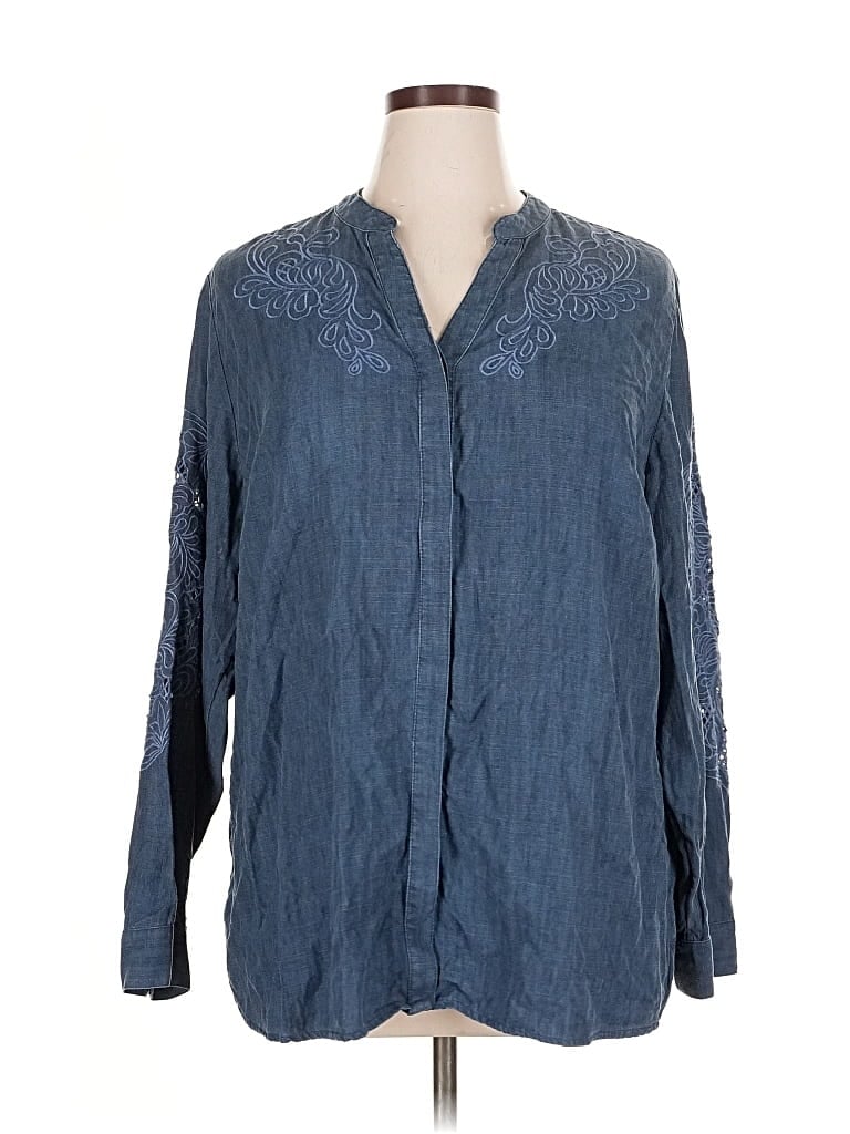 Pre-owned Soft Surroundings 3/4 Sleeve Blouse In Blue
