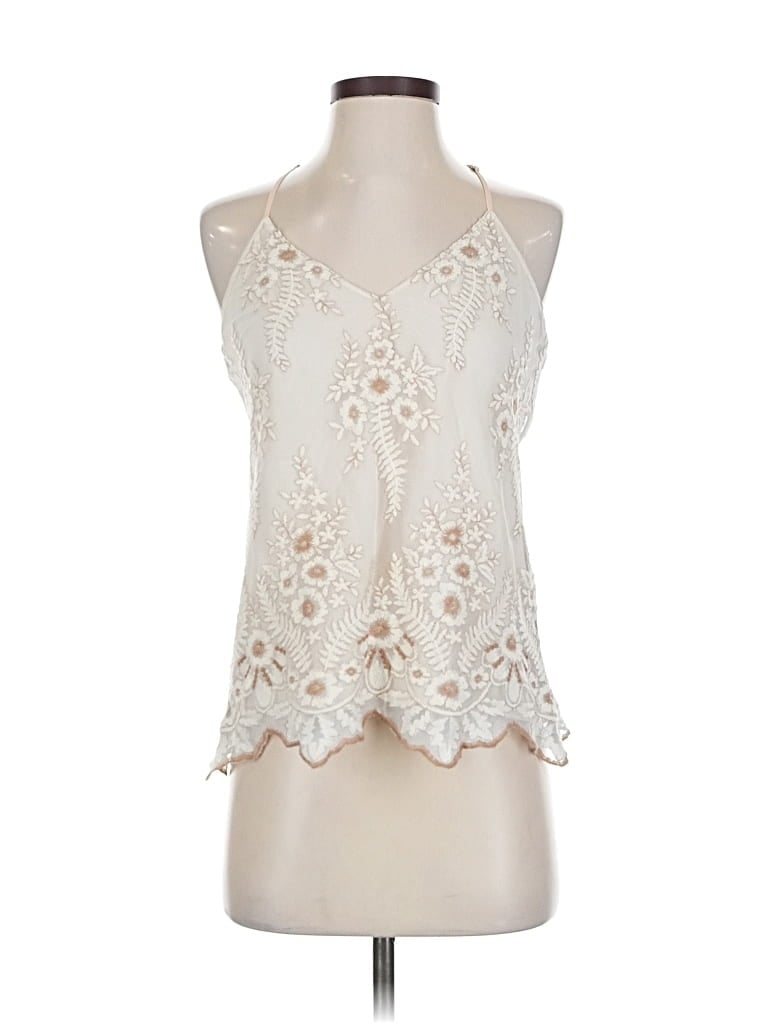 Pre-owned Lavender Brown Sleeveless Blouse In White