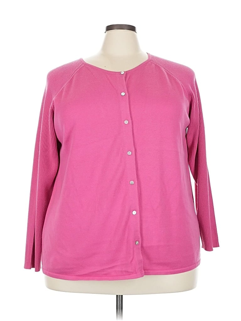 Pre-owned Denim Co Cardigan Sweater In Pink