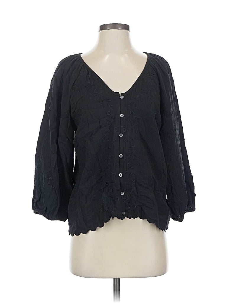 Pre-owned Gap 3/4 Sleeve Blouse In Black