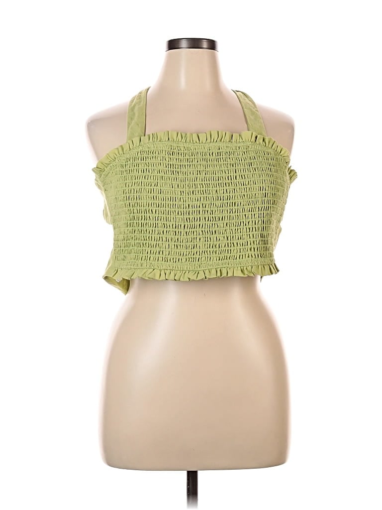 Pre-owned Lulus Tank Top Green Halter Neckline Tops
